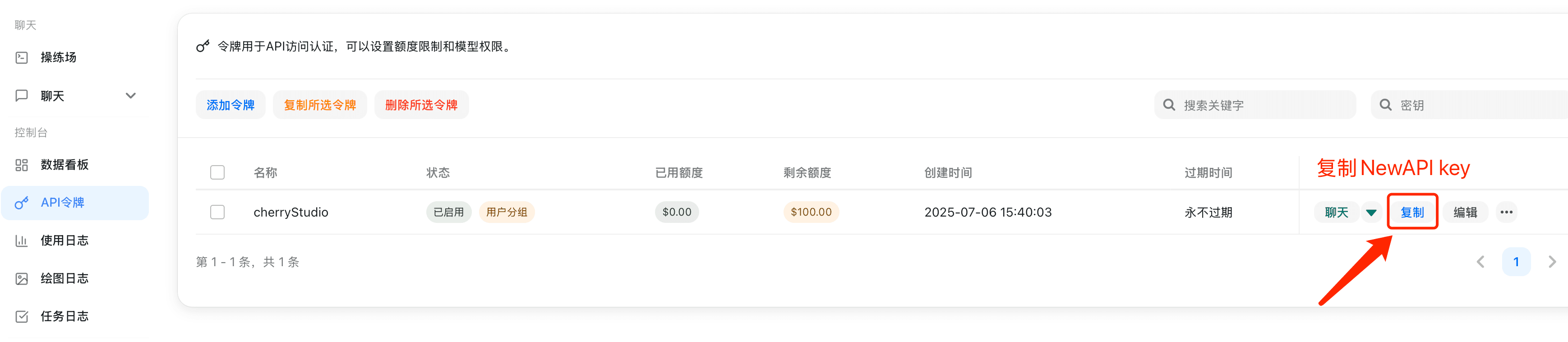APIキーをコピー