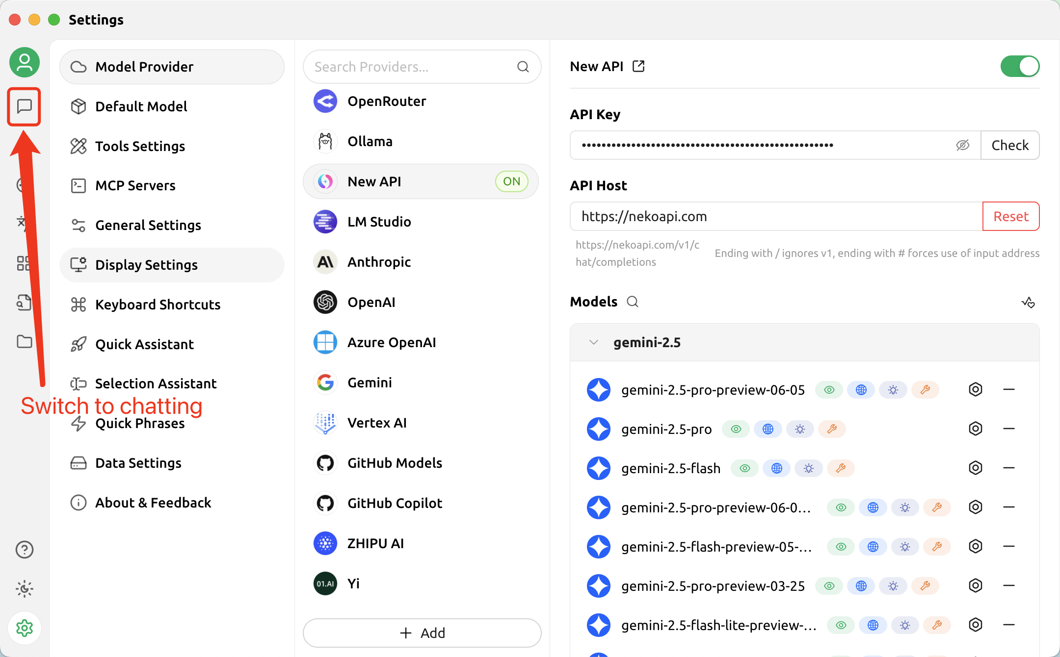 Switch to Chat Page